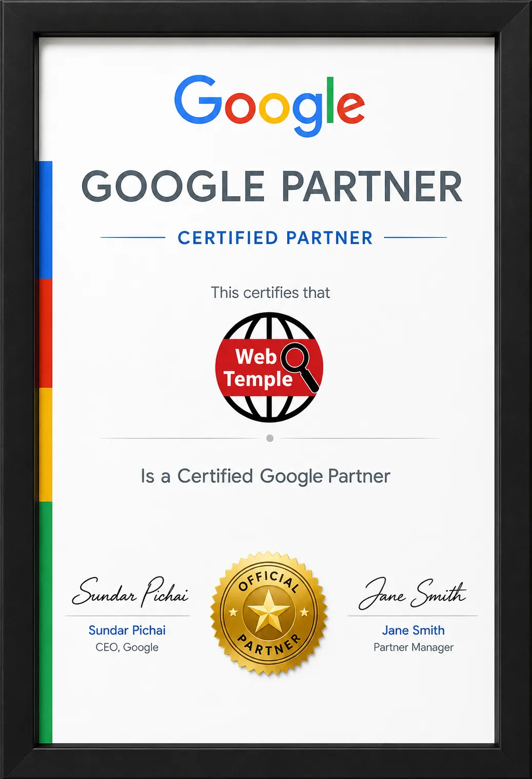 Web Temple GoDaddy certified partner certificate
